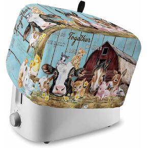 Rustic Wooden Toaster Cover 2 Slice with Pockets, Retro Farmhouse Country Turquoise Plank Dustproof Cover for Kitchen Small Appliances and Fingerprint Protection, Kitchen Bread Machine Protector