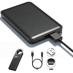 1TB External Portable SSD Solid State Drive – USB-A & USB-C – 128MBps – High-Speed Backup – Black – PC, iOS, Phone, Gaming + 128GB Zip Flash