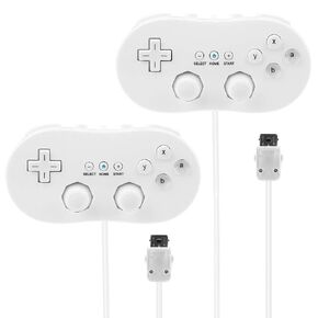 GPCT [Ergonomic] Lightweight [Wired] Classic Game Controller Pro for Nintendo Wii Remote. Includes 8 Buttons W/Directional Pad & Dual Analog Joysticks. Compatible W/Wii, Wii U WiiWare- [White]