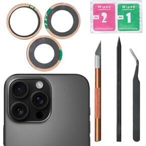 16 Pro/16 Pro Max Camera Lens Glass Replacement for iPhone 16 Pro/16 Pro Max,16 Pro/16 Pro Max Back Rear Camera Lens Replacement with Pre-Installed Adhesive, Back Glass Camera Lens,Repair Tool Set