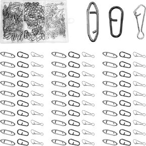 180Pcs Fishing Speed Clips, High Strength Fishing Snaps Fishing Power Speed Clips Stainless Steel Fishing Lure Connector Clip Kits for Fishing Lure Quick Change with Tackle Box