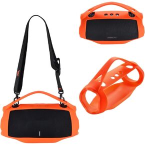 Hard Travel Carry Case Storage Bag/Soft Silicone Cover Case Compatible with JBL Xtreme 4 Wireless Portable Bluetooth Speaker Protective Shell Accessories (Orange Lining Hard Case)