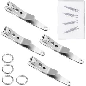 4 Pcs Deep Carry Pocket Clip,Pocket Clip,Stainless Steel Keychain Pockets Clips for EDC Gear,Army Knives, Keys & Flashlights,for Tactical Equipment