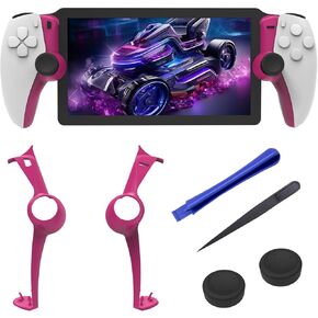 I Pair Handheld Decorative Trim Shell Compatible with ps5 Edge Controller DIY Replacement Clip Shell, Red Plates Cover Compatible with PS Portal Remote Player, Including Tool Kit and 2 Thumb Grips