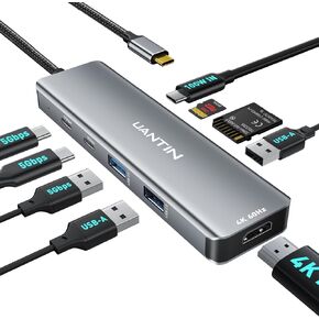 9-in-1 USB C Hub, 4K60Hz HDMI Multiport Adapter with 2 USB-C 5Gbps, 100W PD Charging, 3 USB-A Ports, SD/TF Card Reader, USBC Dock Dongle for MacBook Pro/Air, iPad Pro, Dell, HP, Laptop
