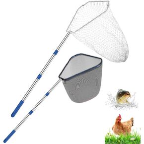 Chicken Net Catchers 2 Piece Set Chicken Supplies Essential Small Animal Catchers for Chicken Coops Stainless Steel Folding Chicken Catchers for Chickens Ducks Fish and Birds