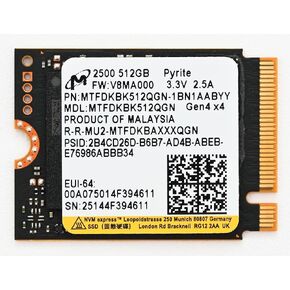 Micron 512GB 2500 M.2 2230 PCIe Gen 4.0x4 NVMe SSD Up to 6600 MB/s Compatible with Steam Deck Surface Ally Mini PCs Laptops