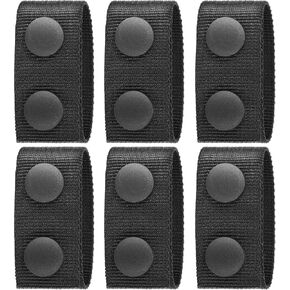 6 Pcs Tactical Nylon Duty Belt Keepers with Double Snaps, Fits 2" to 2.25" Wide Belts, Police Military Belt Accessories, Black