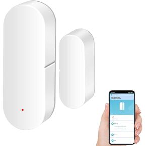 Smart WiFi Door/Window Sensor | Tuya Smart Alarm, Wireless Entry Detector with Real-Time Alerts, Works with Alexa/Google Home, No Hub Required (1Pack)