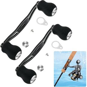 2 Pcs Fishing Reel Handle with EVA Handle Grip, Replacement Fishing Baitcast Reel Handles Rocker Compatible with Abu Garcia Daiwa Baitcasting Reels, Left or Right Side Installation