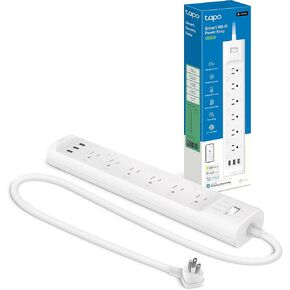 Tapo Smart Wi-Fi Power Strip- 6 Individually Controlled Smart Outlets and 3 USB Ports with Surge Protection, Matter, Works w/Alexa, Google Home, Siri, & Bixby, No Hub Needed, Tapo P316M