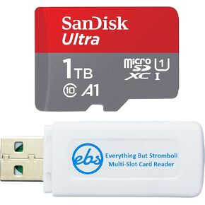 SanDisk Ultra 1TB Micro SD Card Works with Nintendo Switch & Nintendo Switch Lite Console (SDSQUA4-1T00-GN6MN) UHS-1 Class 10 Bundle with (1) Everything But Stromboli SD & MicroSD Memory Card Reader