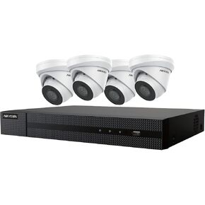 HIKVISION EKI-K41T44 4-Channel 4K NVR Value Express Kit with (4) 4MP Outdoor Network Turret Camera, (2.8 mm Fixed Lens), RJ45 Connections