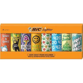 BIC Maxi Pocket Lighter, Special Edition Counterculture Series, 8 Count Pack of Lighters