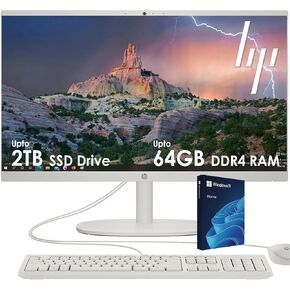 HP All-in-One Desktop PC| 16GB RAM| 512GB PCIe SSD| 22" Full HD Display, Anti-Glare| Intel Dual-core Processor| KB&Mouse| HDMI, USB-C, Wi-Fi 6| Windows 11 | Cashmere White| For Business & Personal Use