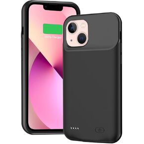 Battery Case for iPhone 13 Mini, Full Encircle 6000mAh Ultra-Slim Rechargeable Portable Charging Cover Extended Battery Pack Compatible with iPhone 13 Mini (5.4 inch) Charger Case with Carplay-Black