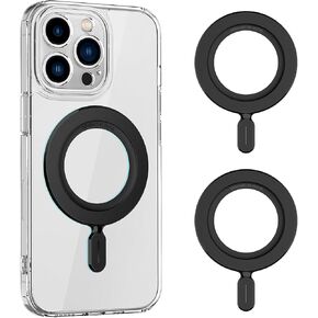 OUTXE Magnetic Ring Sticker, 2pack Universal Magnet Adapter Compatible with Magsafe Accessories, iPhone/Android/Galaxy/Pixel and Cell Phone Case Black