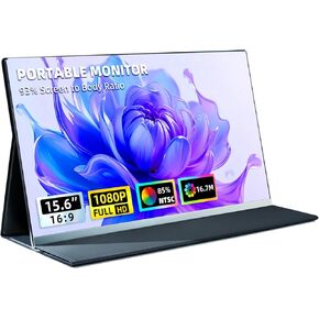 Portable Monitor for Laptop - 15.6" FHD 1080P Laptop Screen Extender Portable 85% NTSC Display USB-C/USB-A/HDMI for Windows Mac Work Travel