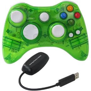 USonline911 2.4Ghz Wireless Controller Compatible for Xbox 360 with Double Motor Vibration Gamepad Gaming Joypad - Green