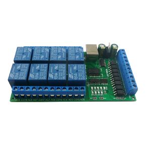 DC 24V 8ch Optically Isolated in USB COM Relay Module UART RS232 Serial Port Switch Board Digital Collector PLC (Relay Module, 1)