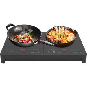 Double Induction Cooktop, 110V Electric Induction Cooktop with 2pcs 2000W Burners, LED Sensor Touch Energy-Saving Stove Top with Child Safety Lock & Timer