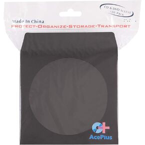 1,000 Premium Black Paper Sleeves 100g Weight for CD and DVD Envelopes with Clear Window and Flap; 10 packs x 100-Sleeves in Retail Packaging