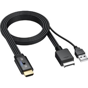 CAMWAY PS2 to HDMI Converter - 4:3/16:9 Conversion 1080P AV to HDMI Adapter Male Cable for PS1/PS2 Retro Gaming Consoles, Plug and Play,Clear Video and Audio