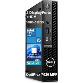 Dell OptiPlex 7020 7000 MFF Intel i5-12500T (6 Cores, Beats Intel i7-11700T), 16GB DDR5 RAM, 512GB NVMe SSD, WiFi 6E, DisplayPort, Wired KB & Mouse, Windows 11Pro, Business Desktop