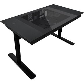 Lian Li DK-07X Motorized Standing Desk - Dual E-ATX Support, Wireless Charging & USB Ports for Ultimate Workflow - Versatile Motorized Desk - Cable Management - DK07X