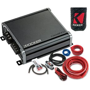 KICKER Amplifier and Amp Kit Package of 2 Items - CX Series 800W RMS Class D Monoblock Amplifier and Complete 4AWG Wiring Kit