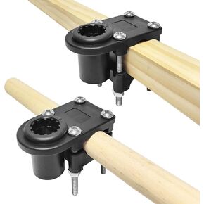 2PCS Rod Holder Rail Mount, Fits 1-1/4" Square & 7/8" to 1" Round Rails, No-Drill Fishing Rod Holder Base