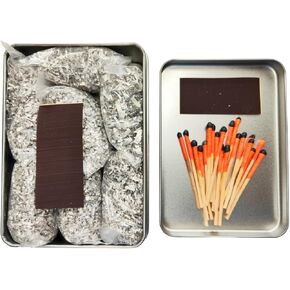 Emergency Fire Starter Kit – 8 Bags of Magnesium Shavings + 20 Windproof Waterproof Matches with Extra Striker Paper in Tin Box – Survival Kit for Camping, Hiking, Bug Out Bag