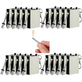 20 Pcs of Emergency Survival Camping Fire Starter Set, Forever Lighter, Flint Metal Match, Waterproof Keychain Permanent Match, Unlimited Waterproof Stick