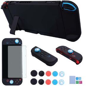 COMCOOL Dockable Case for Nintendo Switch 3 in 1 Protective Cover Case for Nintendo Switch and Joy-Con Controller with Screen Protector and Thumb grips - Purple