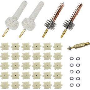 Chamber Cleaning Tool Kits with 2 x Bronze Chamber Brush, 2 x Cotton Chamber Mop, 30 x Star Chamber Cleaning Pad, 1 x Rod Fitting Adapter and 10 x Serrated Washer