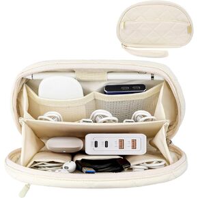 Cord Organizer Travel Cable Bag, Electronics Organizer Travel Case, Tech Electronic Bag Tech Pouch Accessories Storage for Essentials, Cord, Charger, Cables, USB Flash Drive, Beige