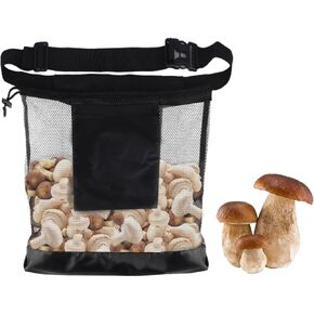 Mushroom Foraging Bag with Adjustable Strap and Waist Belt Clip: Breathable Mesh Harvesting Pouch, Hands-Free Foldable Outdoor Mushroom Hunting and Fruit Picking Bag