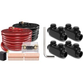 1/0 Gauge Wire (40ft) Copper Clad Aluminum CAA Car Amplifier Power & Ground Cable 2/0-6 Gauge Wire Connectors Aluminum to Copper Polaris Connectors Insulated Inline Splice Connector