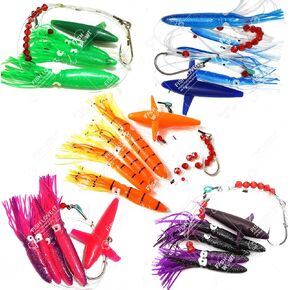 Fishing Daisy Bird Chain Squid Lure Rig Teaser Trolling - Set of 5