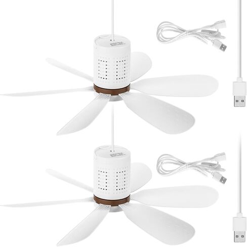 2 Set Portable USB Ceiling Fan for Camping Mini Silent Six Blades Plug in Hanging Ceiling Fan with On/off Button for Camping Bedroom Living Room RV Gazebo Tent Canopy(10.5 Feet Long) in Saudi Arabia