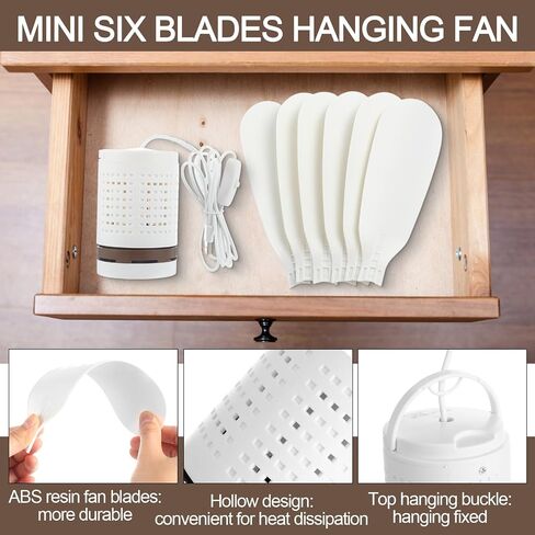 2 Set Portable USB Ceiling Fan for Camping Mini Silent Six Blades Plug in Hanging Ceiling Fan with On/off Button for Camping Bedroom Living Room RV Gazebo Tent Canopy(10.5 Feet Long) in Saudi Arabia