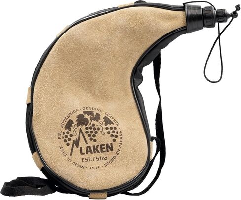 Laken Spanish Bota Bag Leather Canteen Pouch for Wine and Water - Wine Skin Bag with Strap for Travel, Camping, Hiking | Kidney Shape - 1 Liter in Saudi Arabia