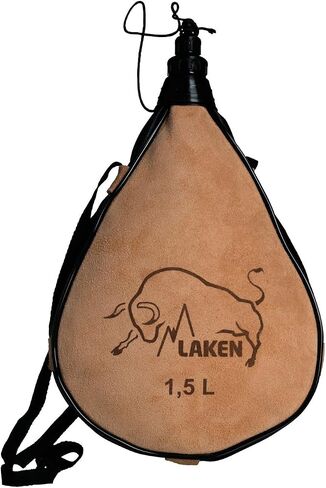 Laken Spanish Bota Bag Leather Canteen Pouch for Wine and Water - Wine Skin Bag with Strap for Travel, Camping, Hiking | Kidney Shape - 1 Liter in Saudi Arabia