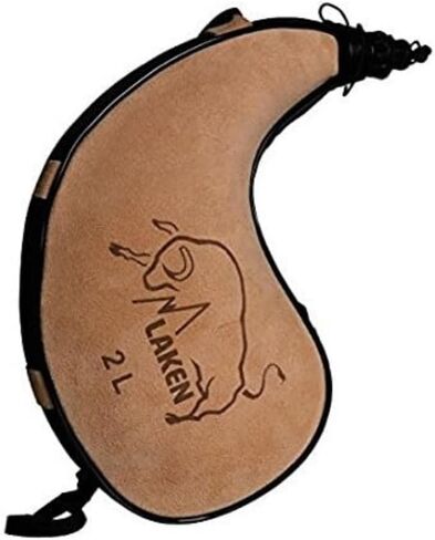 Laken Spanish Bota Bag Leather Canteen Pouch for Wine and Water - Wine Skin Bag with Strap for Travel, Camping, Hiking | Kidney Shape - 1 Liter in Saudi Arabia