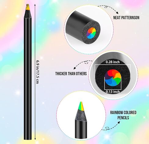 YGAOHF 18 Pack Rainbow Colored Pencils, 7 Color in 1 Rainbow Pencils for Kids, Colorful Wooden Pencils Bulk Art Supplies for Adults Drawing, Coloring, Sketching in Kuwait