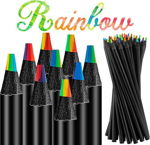 YGAOHF 18 Pack Rainbow Colored Pencils, 7 Color in 1 Rainbow Pencils for Kids, Colorful Wooden Pencils Bulk Art Supplies for Adults Drawing, Coloring, Sketching in Kuwait