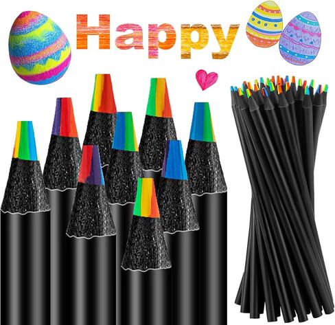 YGAOHF 18 Pack Rainbow Colored Pencils, 7 Color in 1 Rainbow Pencils for Kids, Colorful Wooden Pencils Bulk Art Supplies for Adults Drawing, Coloring, Sketching in Kuwait