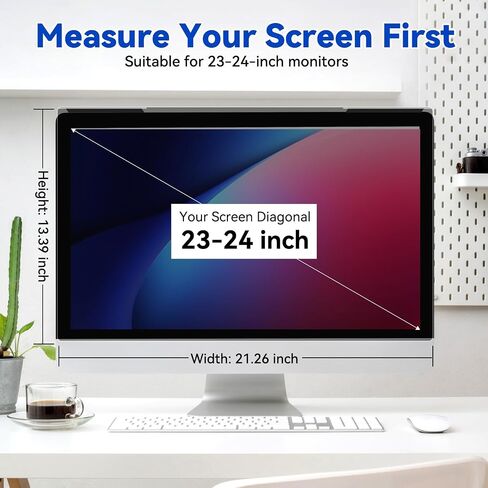 MOSISO 23-24 inch Computer Privacy Screen Protector for 16:9 Monitor, Eye Protection Frame Hanging Type Removable Anti-Scratch Acrylic Privacy Filter for Diagonal 23,23.6,23.8,24 inch PC Monitor in Saudi Arabia