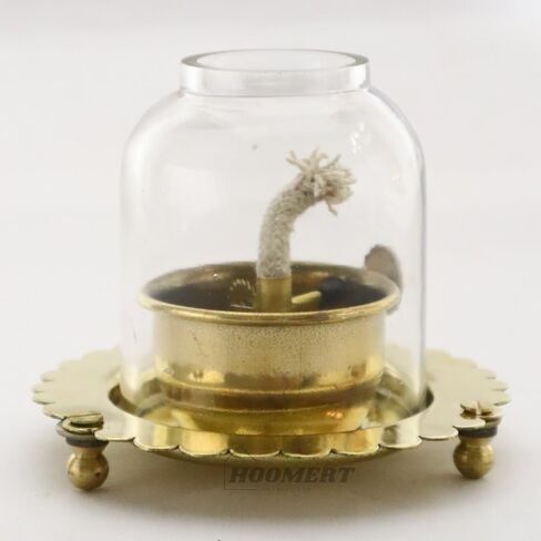 Handmade Decorative Lighting Lantern | Table Top Home Décor Antique-Style Extra-Bright Oil Lamp | Brass Body with Glass Chimney (Medium) in Saudi Arabia