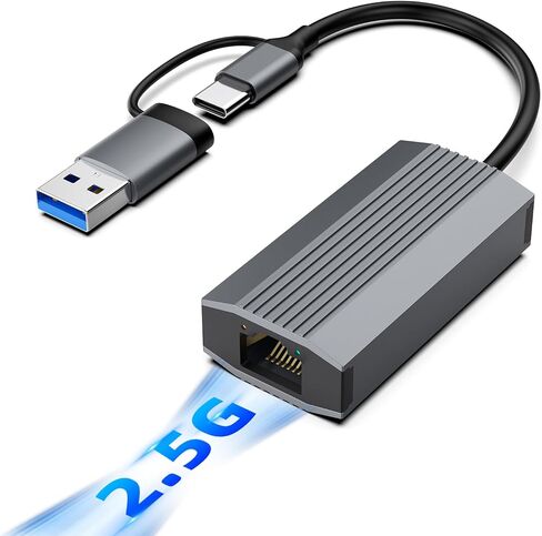 2.5G USB C USB 3.0 Ethernet Adapter ، Ethernet Adapter for Laptop ، Aluminium ، Type C (Thunderbolt 4/3 متوافق) لشبكة RJ45 ، متوافق مع NAS ، MacBook Air ، XPS ، iPhone 16/15 Pro in Saudi Arabia